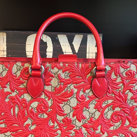 DO NOT PURCHASE !! STUNNING GUCCI 🔥🔥Red and Brown Leather Satchel. - Picture 5 of 11